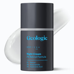 Geologie Retinol Night Cream tube close-up for sensitive skin use.