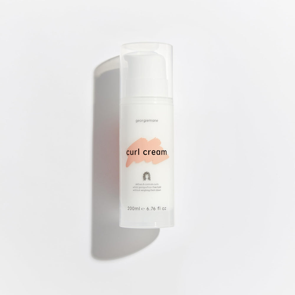 Georgiemane Curl Cream bottle for defined curls and moisture.