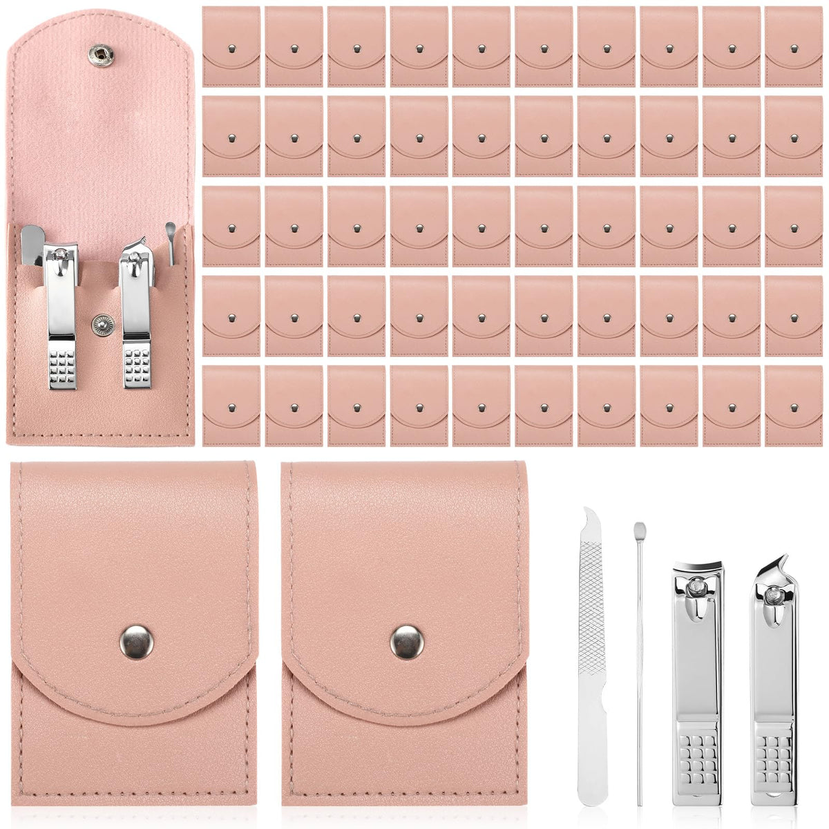 Geosar pink travel manicure kit case, portable grooming on the go.