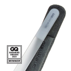 GERMANIKURE crystal glass nail file close up showing etched surface.
