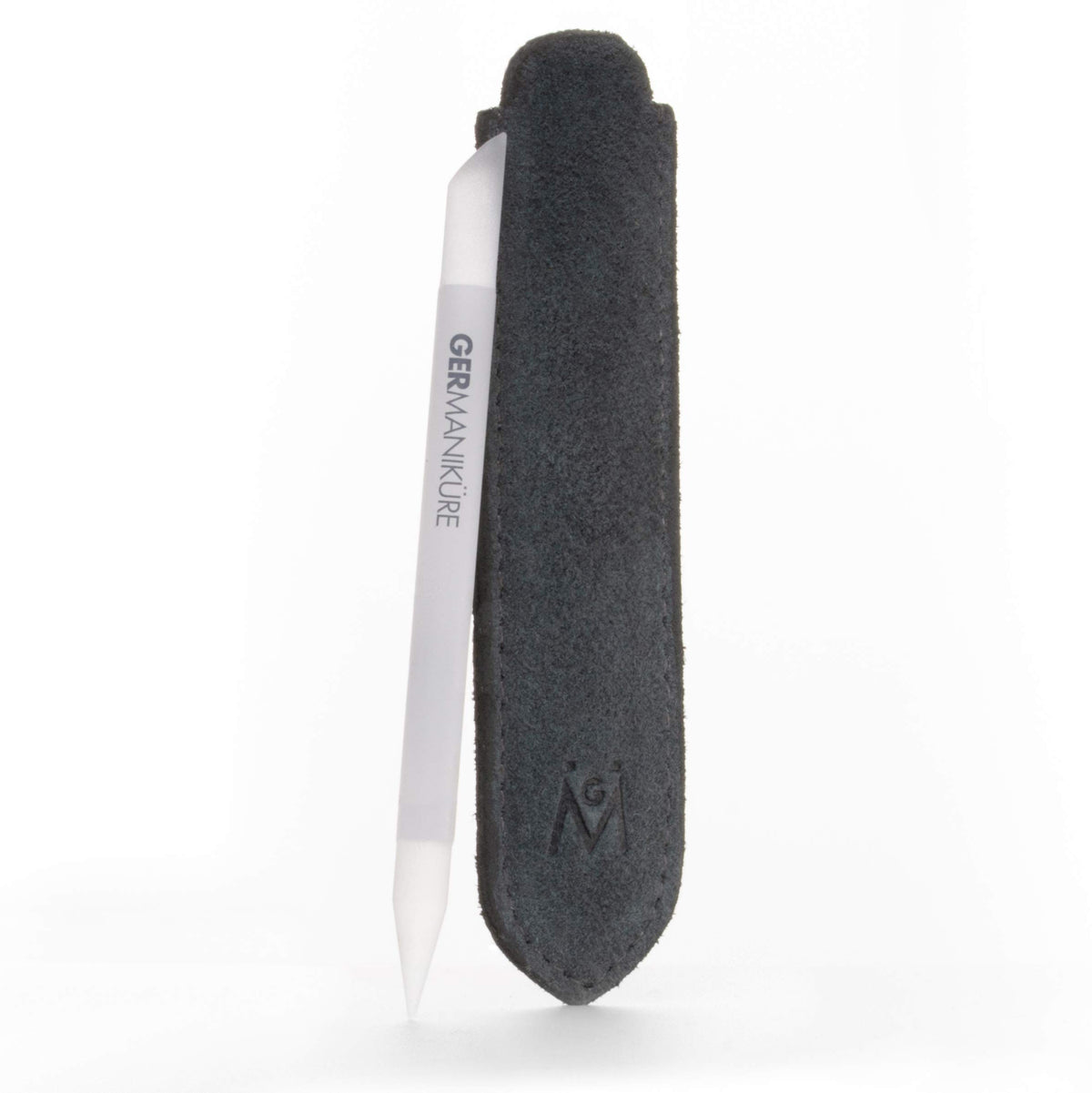 GERMANIKURE grey glass cuticle stick with suede sleeve for precise cuticle pushing.