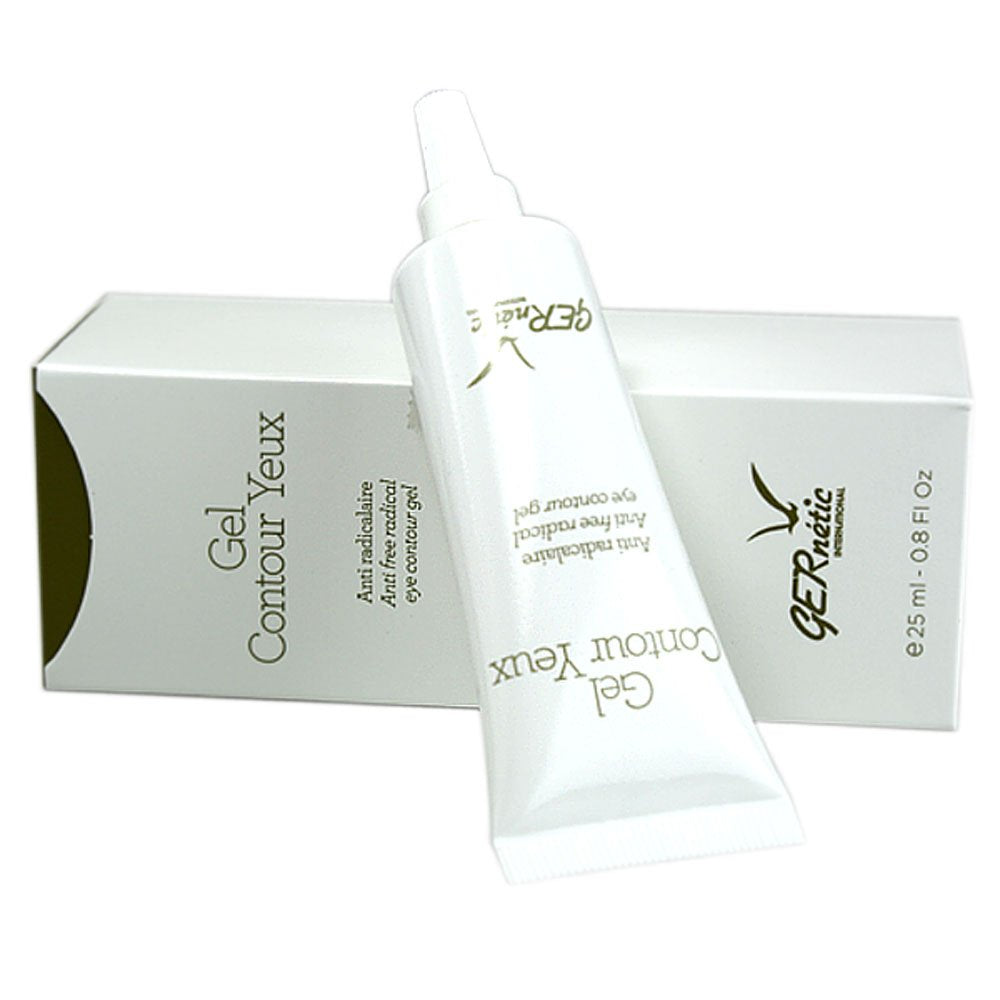 Gernetic eye contour gel bottle for antioxidant, moisturizing care around the eyes.
