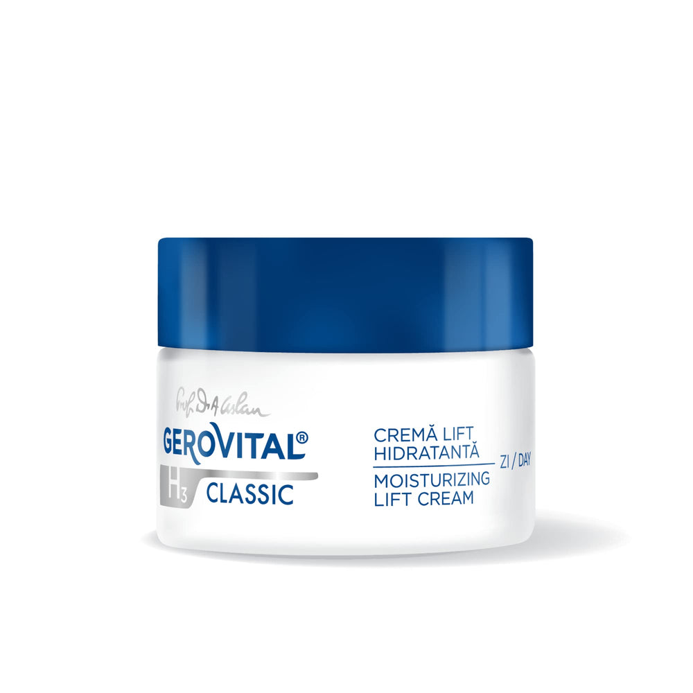 Gerovital Classic Moisturizing Lifting Cream bottle demonstrates deep hydration.