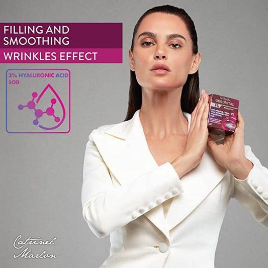 Gerovital Evolution hyaluronic acid 3% bottle emphasizes intense moisture.