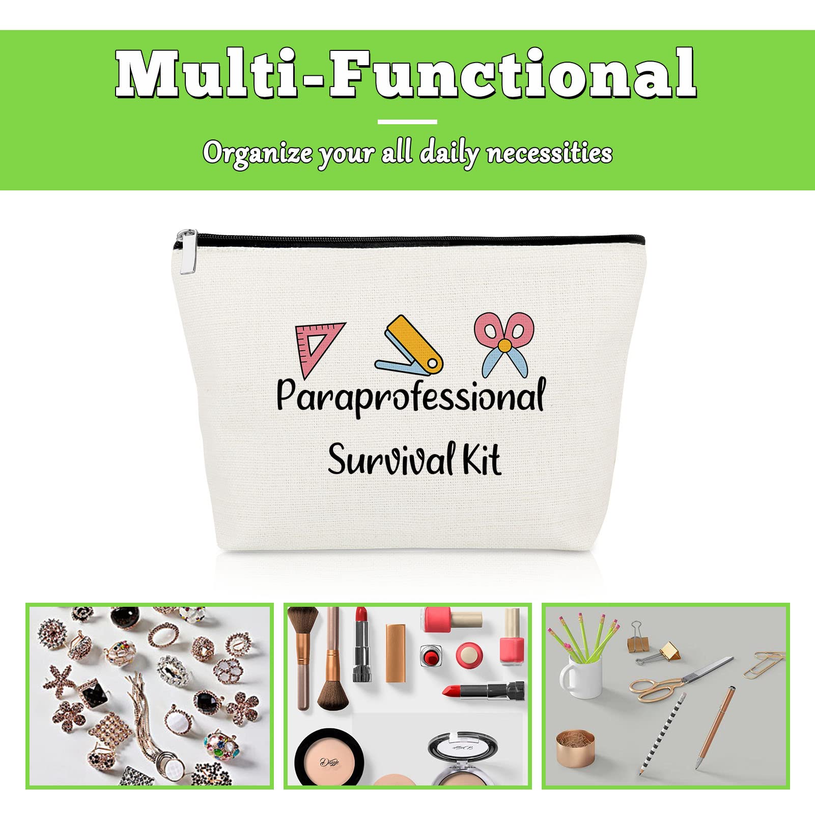 Gevody paraprofessional makeup bag 3-pack dimensions help assess bag size in hand