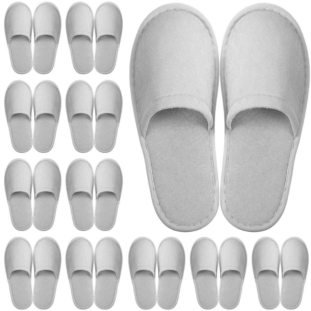 Geyoga 12-pair disposable slippers in light gray, ideal for shared hotel use.