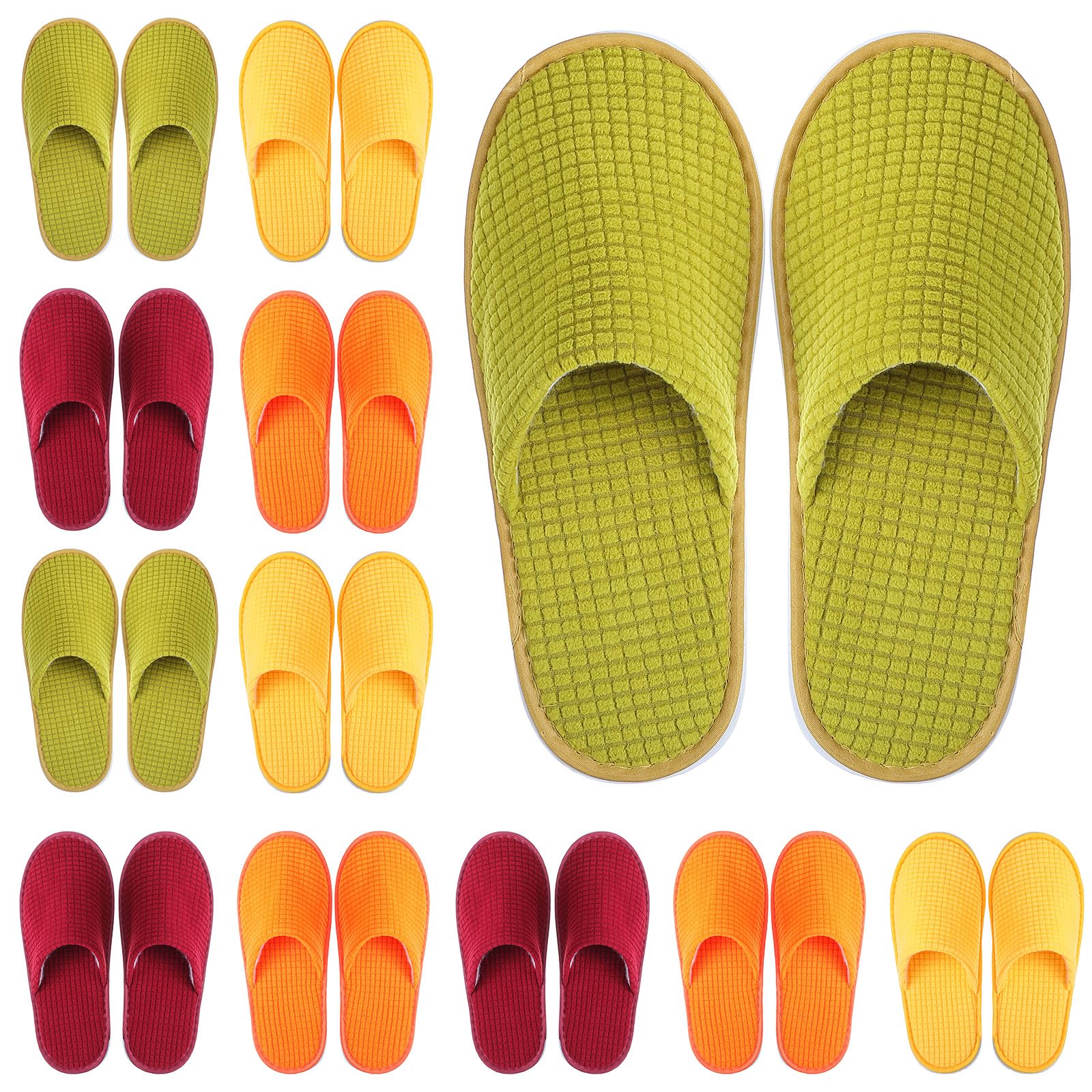 Geyoga 12-pair guest slippers color pack helps guests distinguish sizes with color coding.