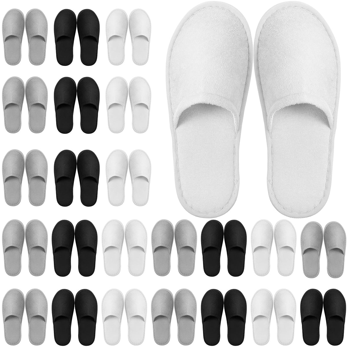 Geyoga disposable slippers front view in bulk packaging for hotel guest comfort.