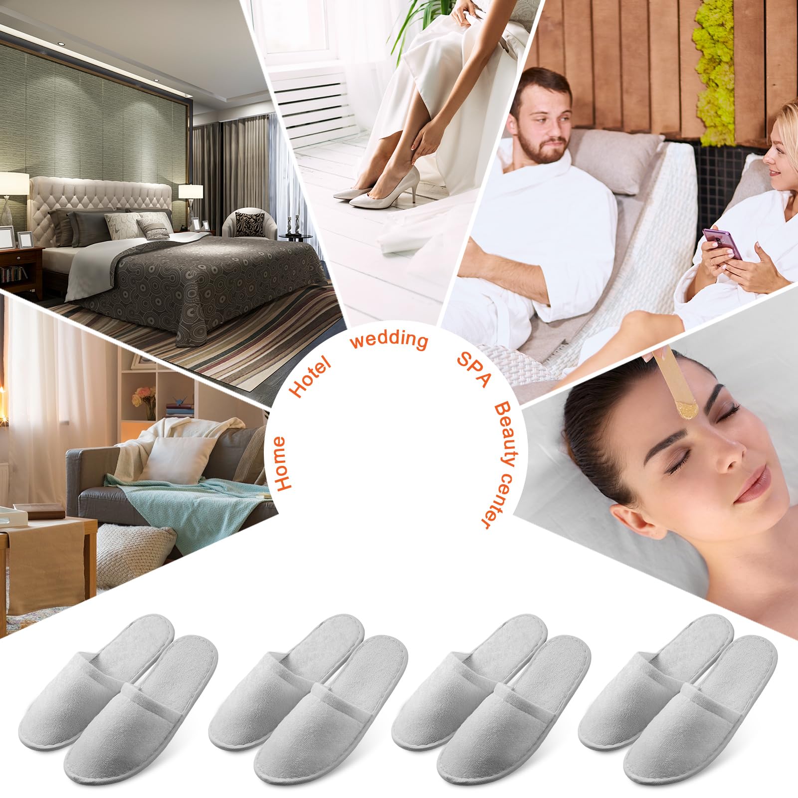 Geyoga light gray slippers for brides and events, easy to freshen up.