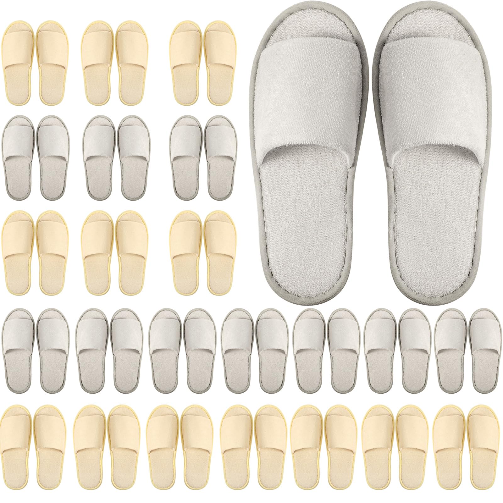 Geyoga light gray spa slippers open-toe design for hotel or home use