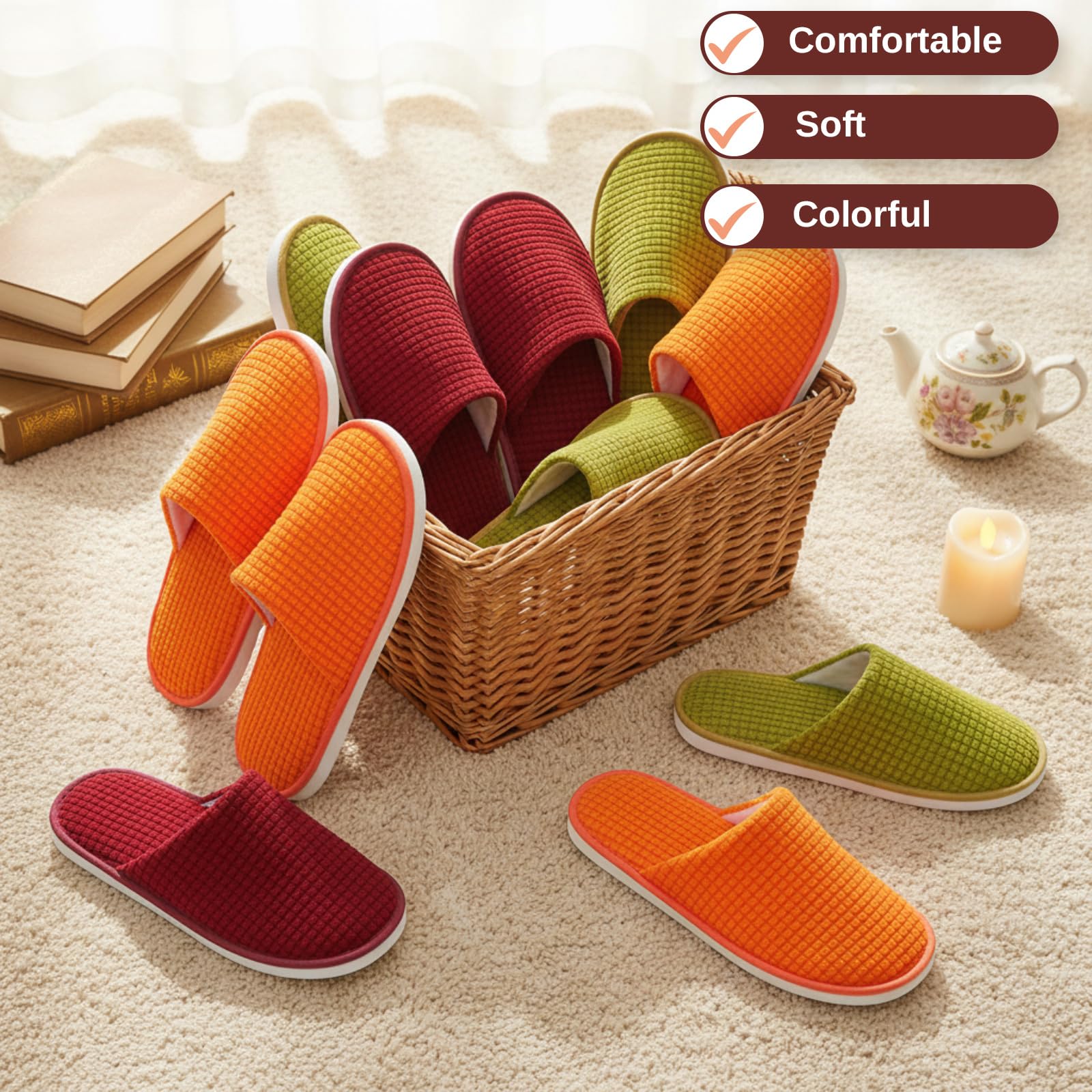 Geyoga travel slippers come in individually packaged bags for clean transport.