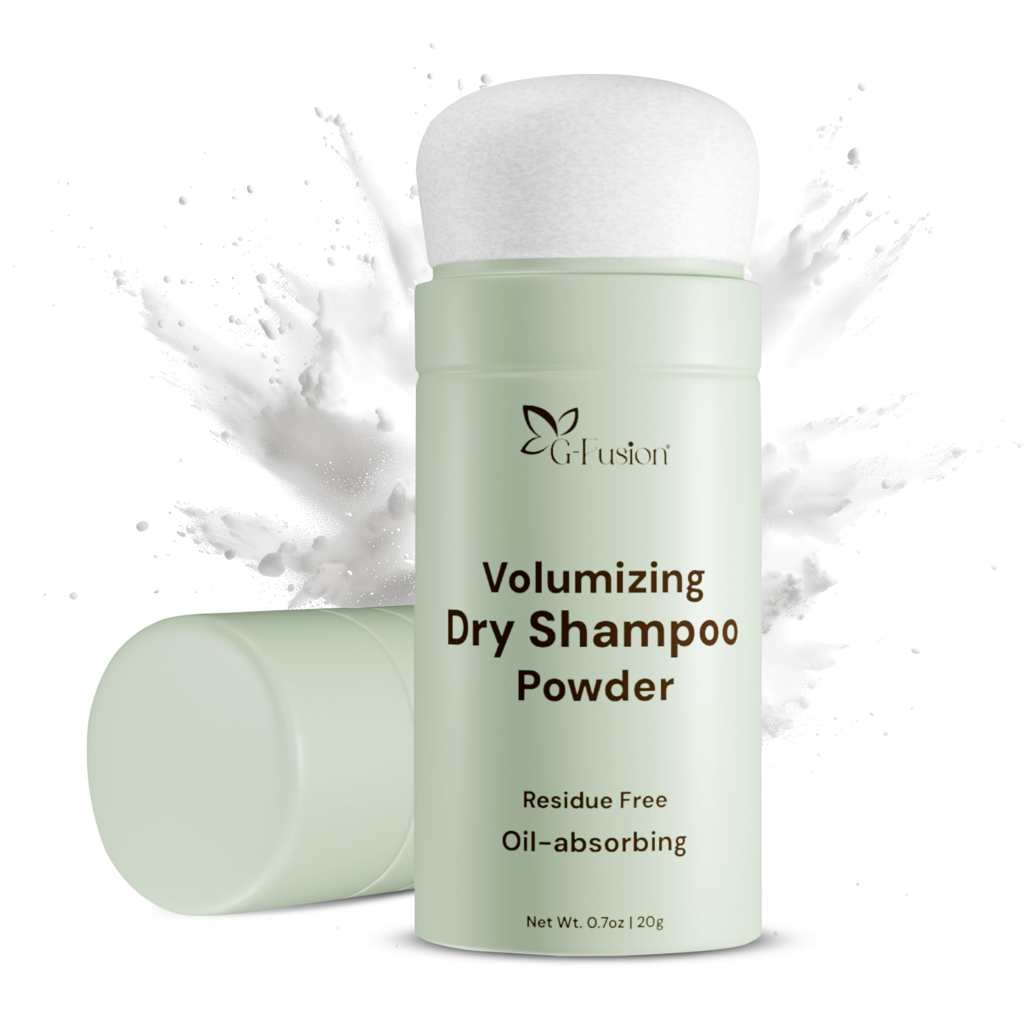 G-Fusion volumizing dry shampoo powder bottle boosts lift and refresh between washes.