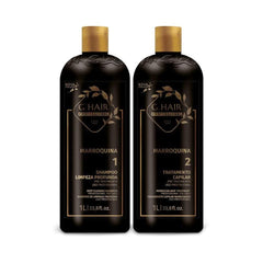 G.HAIR Moroccan Smoothing Keratin Kit packaging shows sleek bottles for long-lasting frizz control