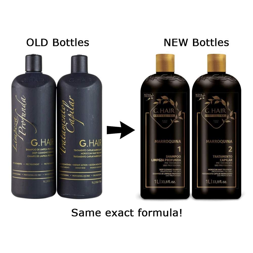 G.HAIR Moroccan Keratin Step 1 application bottle illustrates easy, even coverage
