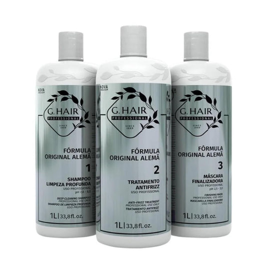 G.HAIR Original Formula keratin bottle pour for at-home smoothing.