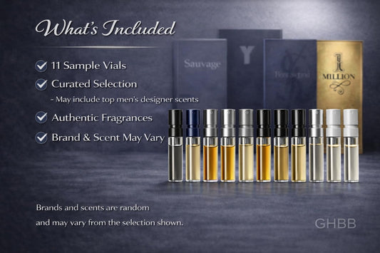 GHBB Cologne 11 sample vials side view travel-friendly sizes for trips