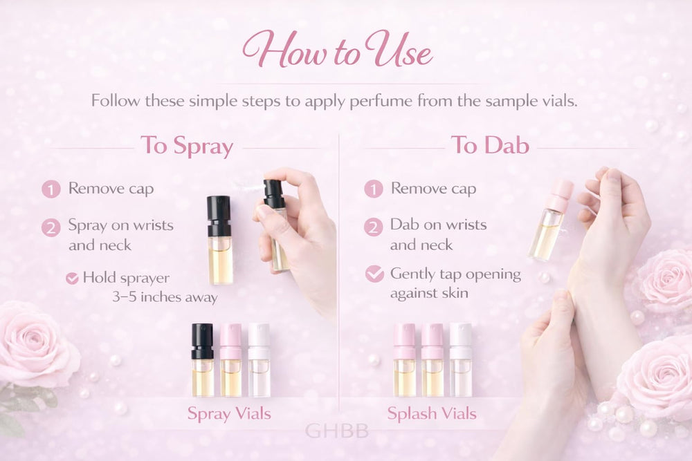 GHBB fragrance samples suited for swag bags or wedding favors.