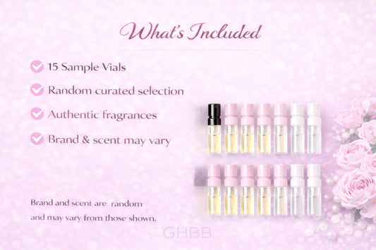 GHBB travel-friendly fragrance samples ideal for on-the-go testing.