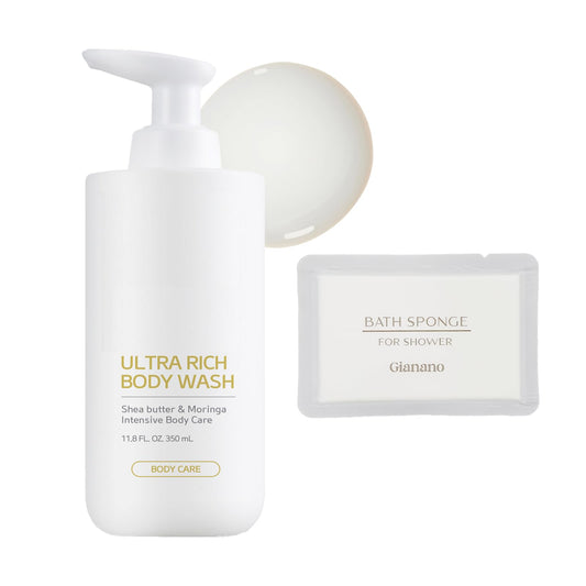 GIANANO moisturizing soft foaming body wash bottle releasing rich foam for gentle cleansing.