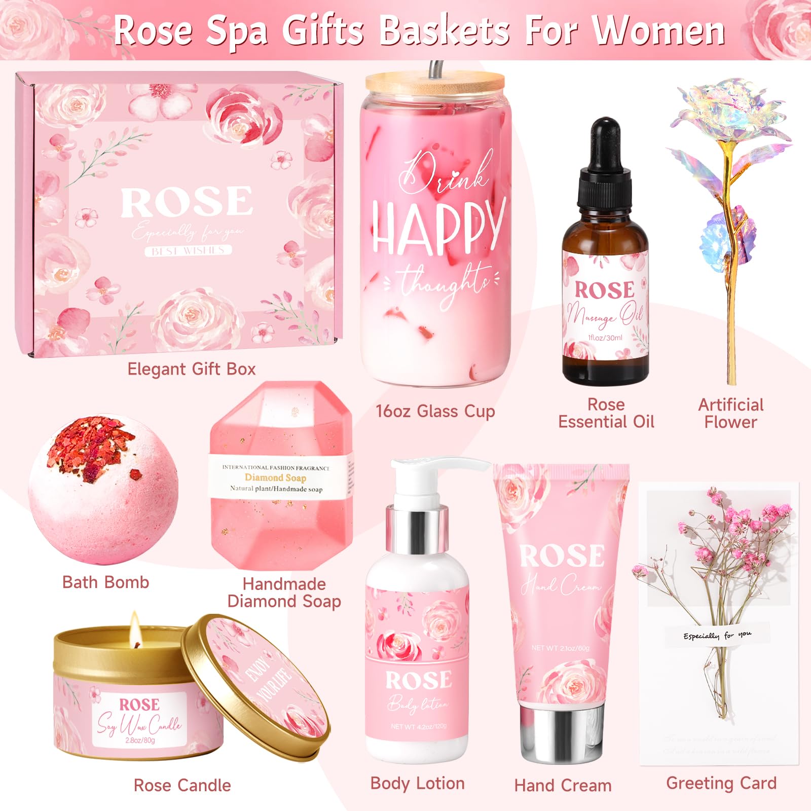GiftPeak rose candle enhances relaxation with soothing aroma.