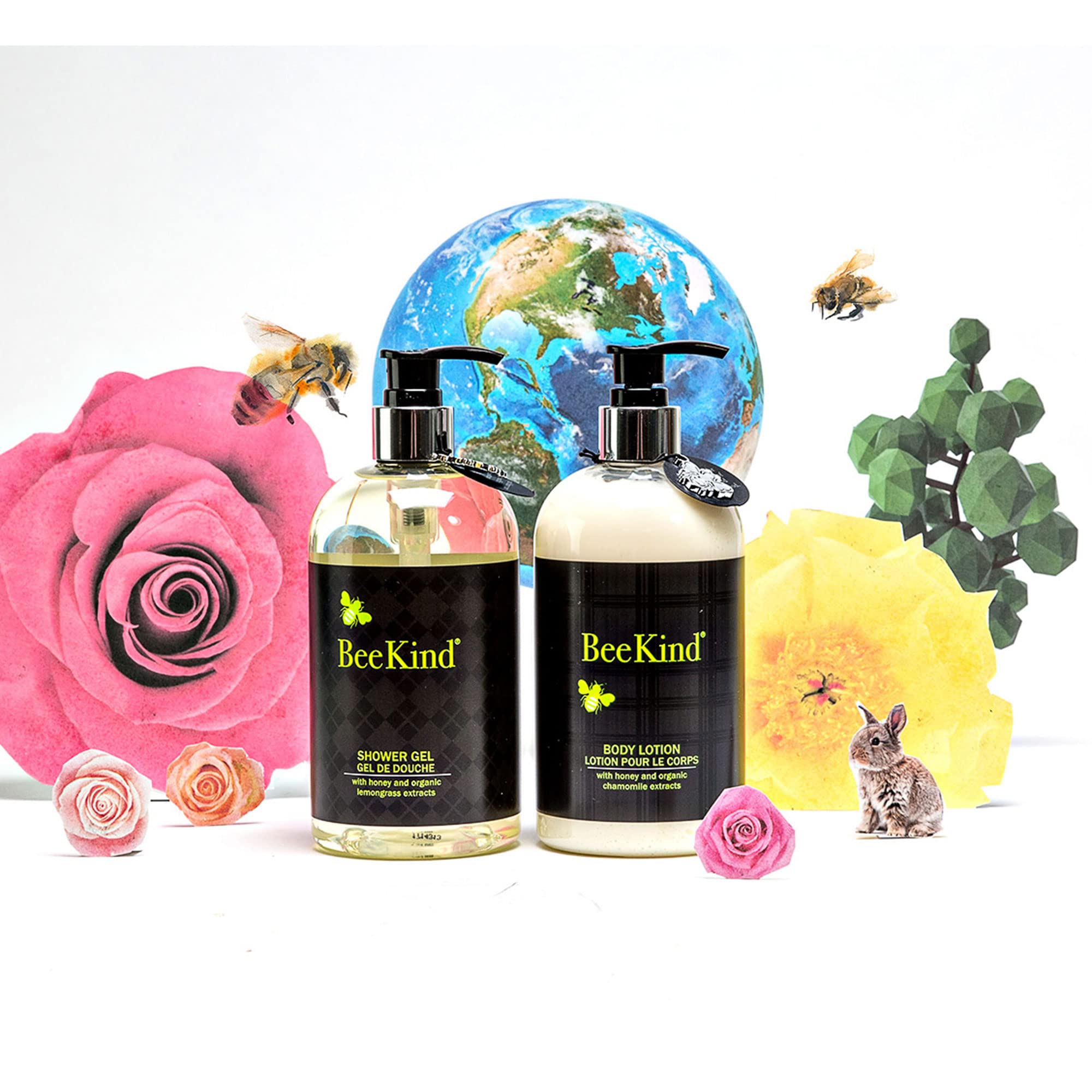 Hands applying BeeKind lotion with lemon verbena fragrance.