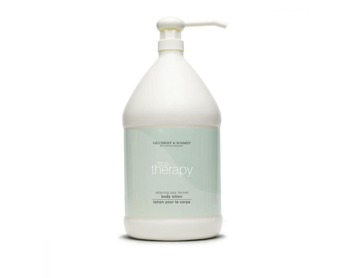 Gilchrist and Soames Spa Therapy Body Lotion gallon bottle packaging ideal for bulk use