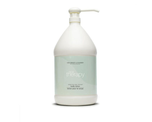 Gilchrist and Soames Spa Therapy Body Lotion gallon bottle packaging ideal for bulk use