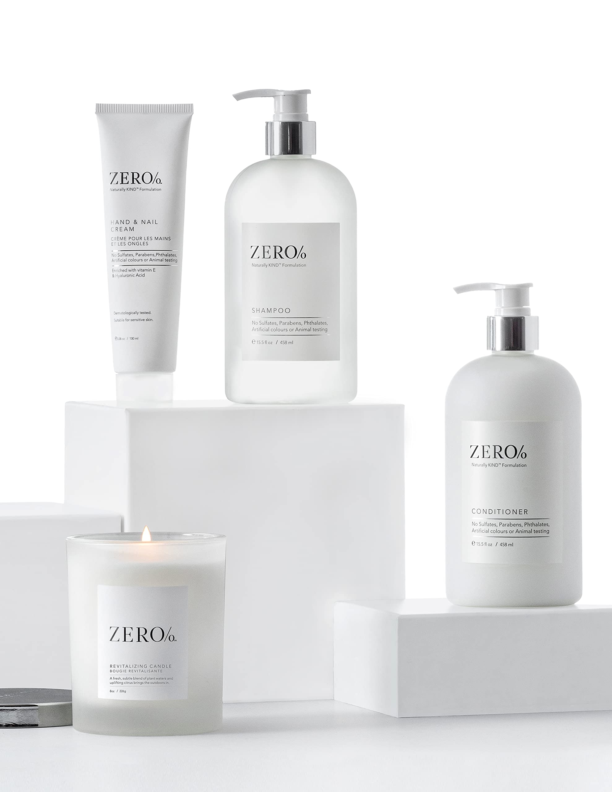 Gilchrist & Soames Zero% Conditioner packaging on display communicates clean, ethical beauty