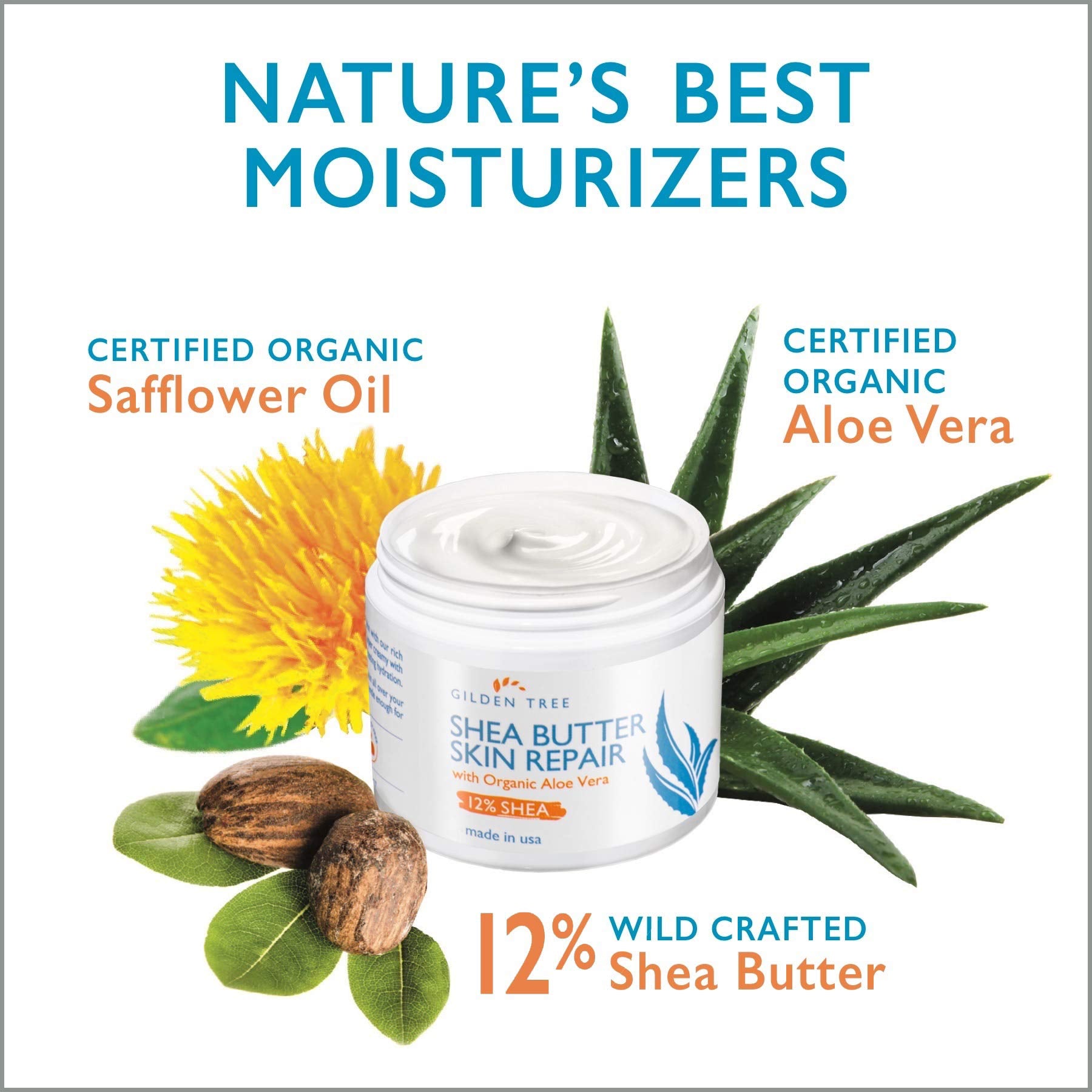 GILDEN TREE Skin Repair Cream texture close-up shows rich, non-greasy hydration.