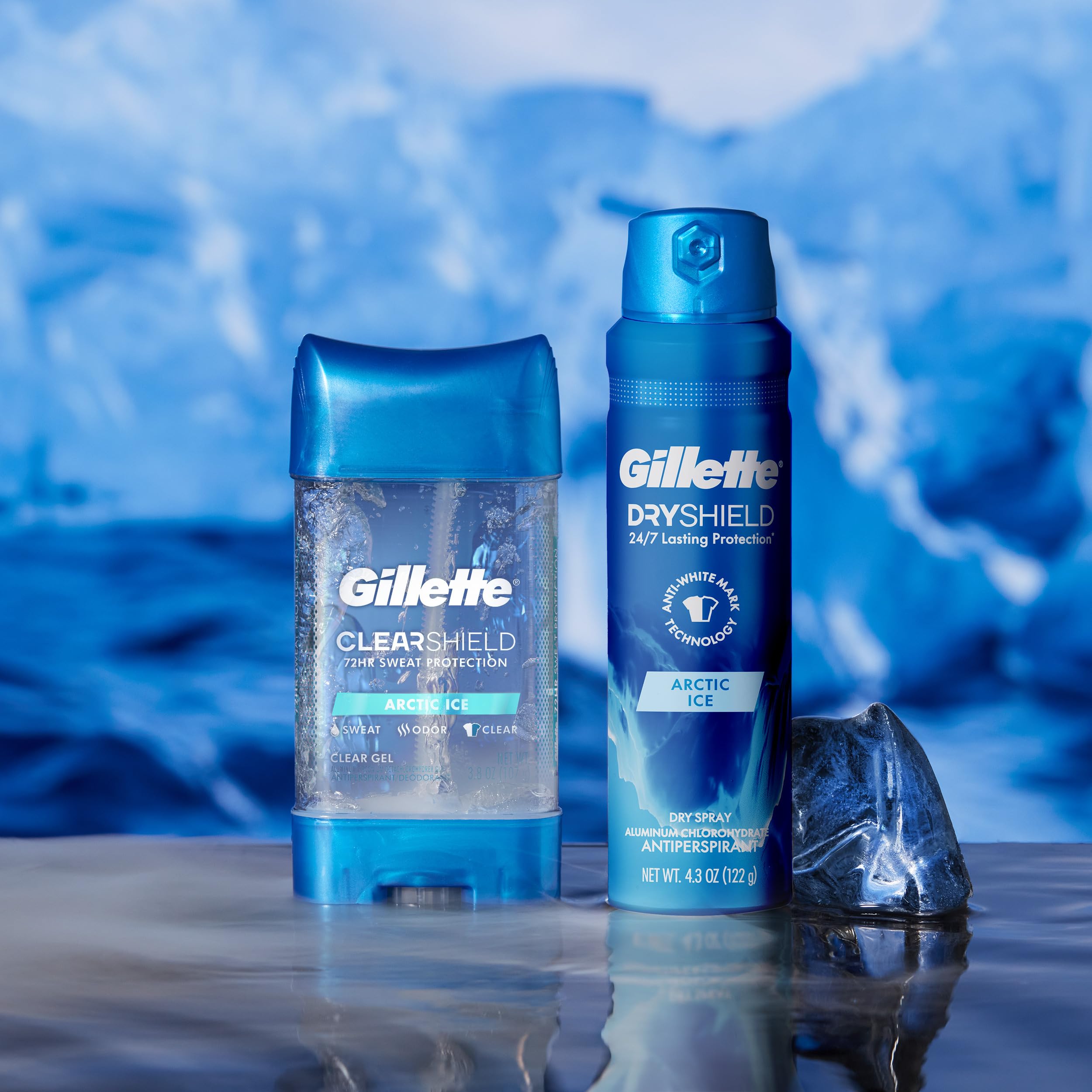 Top label and branding on Gillette Arctic Ice dry spray