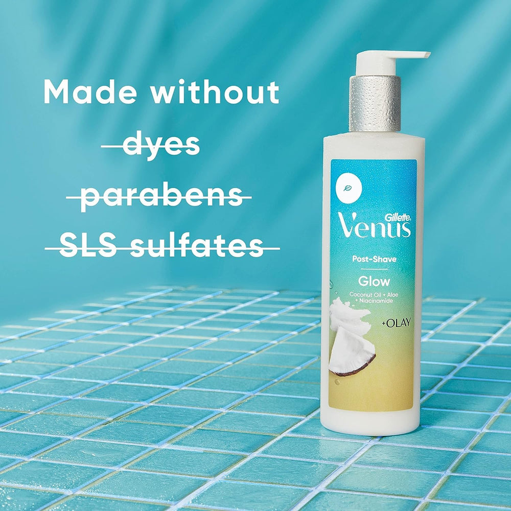 Gillette Venus Glow moisturizer on skin delivers non-sticky hydration after shower.