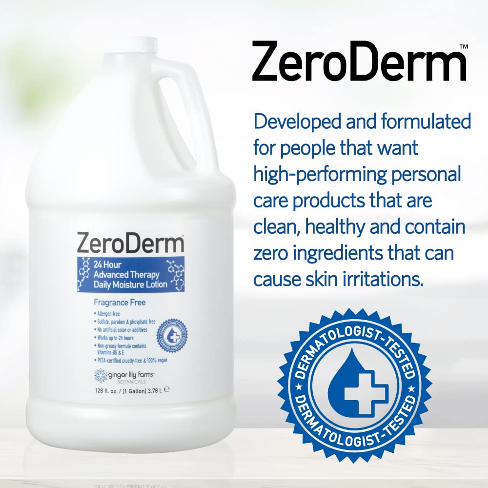 Allergen-free icon on Ginger Lily Farms ZeroDerm product label.