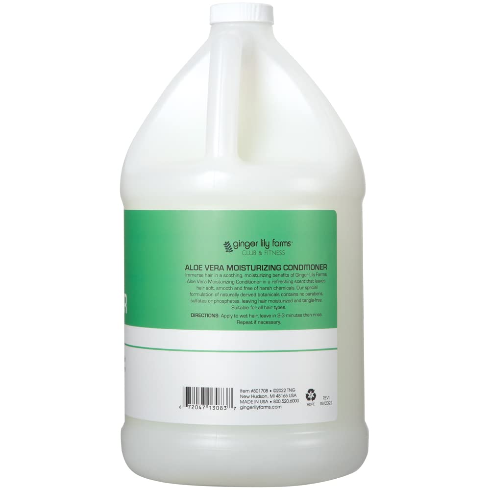 Aloe-scented conditioner applied to damp hair for soothing refreshment.