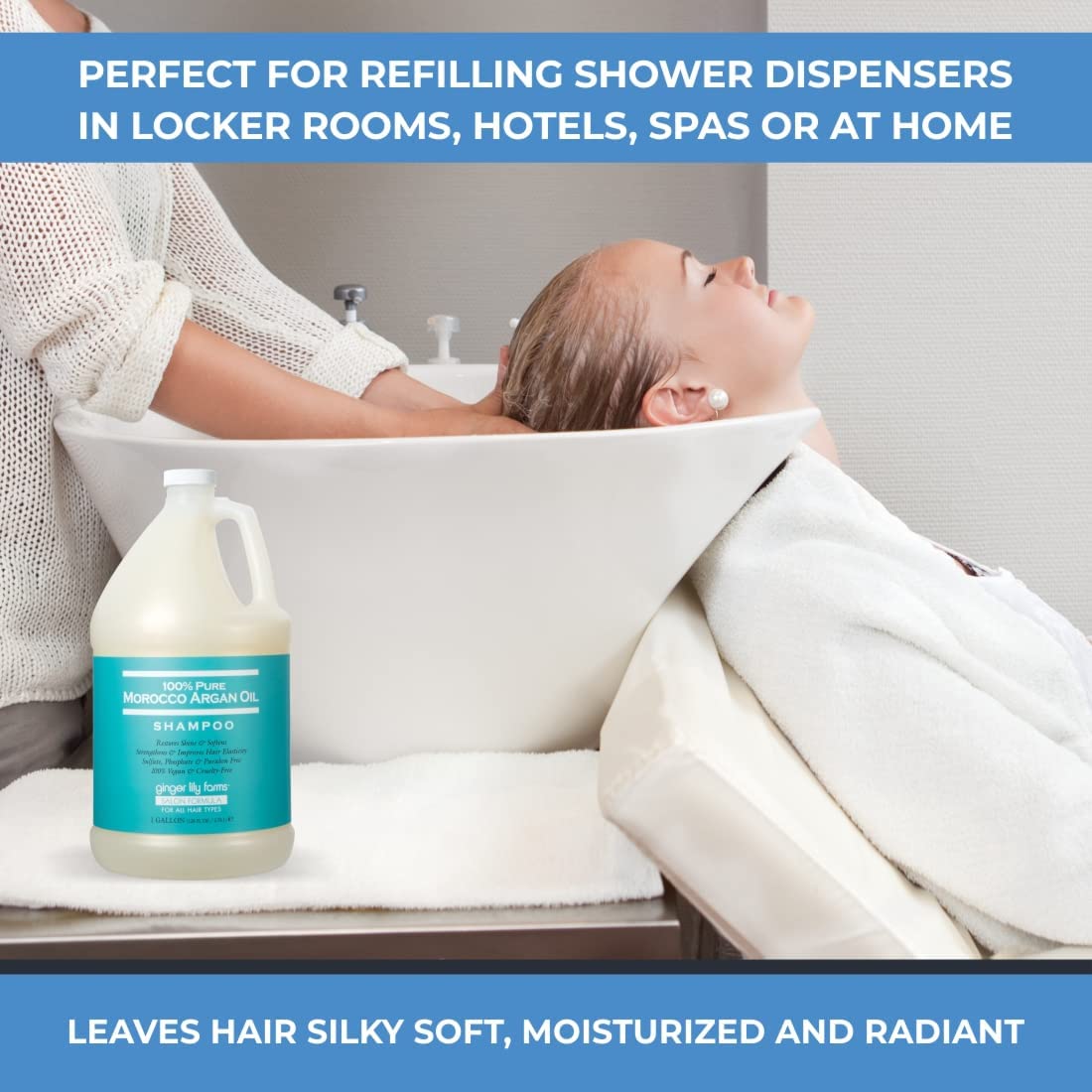 Ginger Lily Farms argan aroma image conveys lasting scent after use.