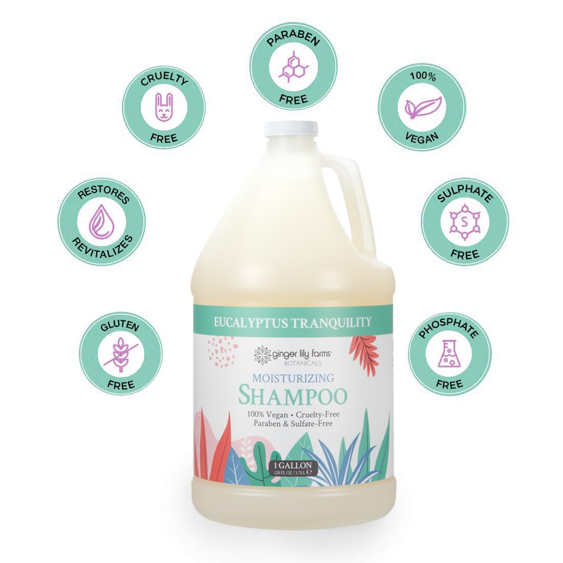Ginger Lily Farms Botanicals brand logo on the label, signaling vegan and cruelty-free ethics.