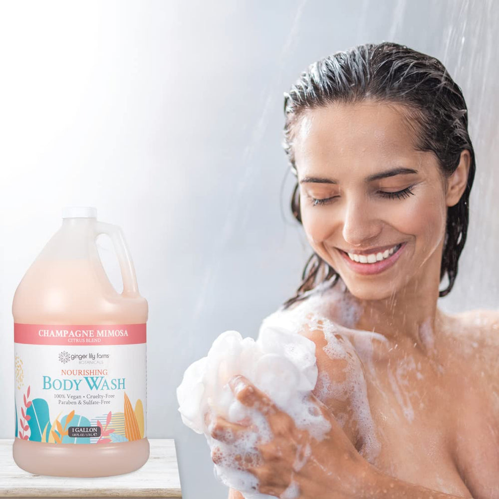 PETA-certified vegan, cruelty-free label on Ginger Lily Farms Botanicals Champagne Mimosa.