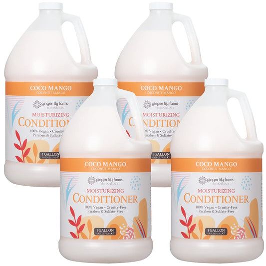 Ginger Lily Farms Coco Mango conditioner bottle front showing lightweight moisture for all hair types