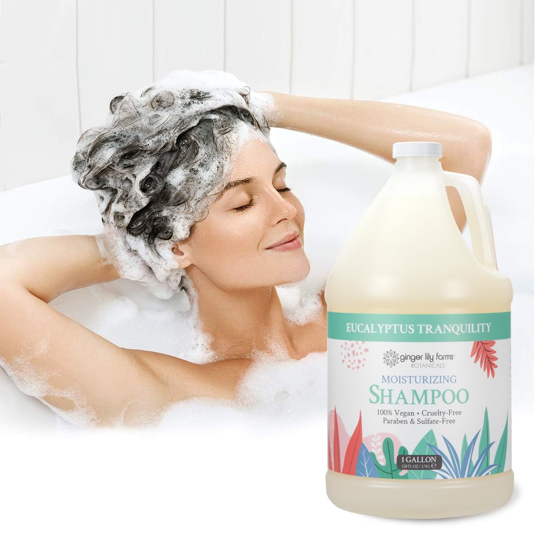 Eucalyptus tranquility scent notes with lavender and geranium for a calming shower ritual.