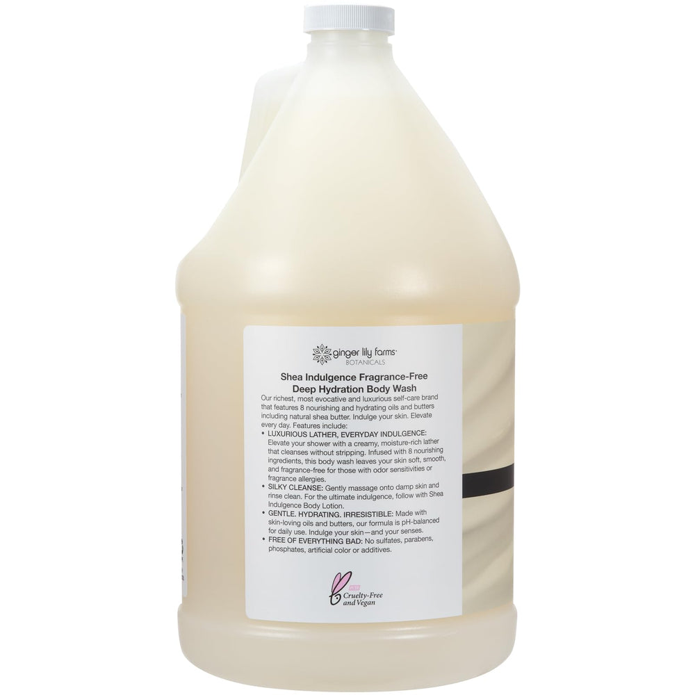 Ginger Lily Farms Botanicals fragrance-free label emphasizing unscented hydration.