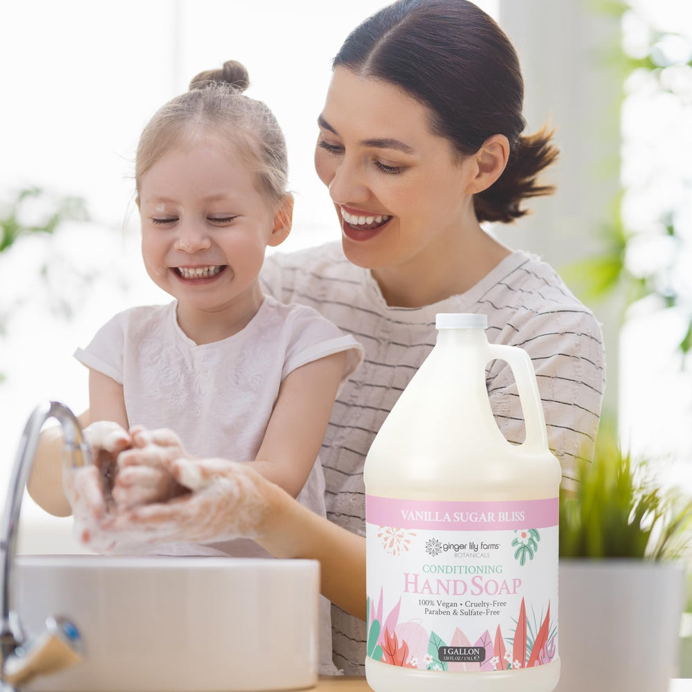 Hands using Ginger Lily Farms Botanicals hand soap for cleansing