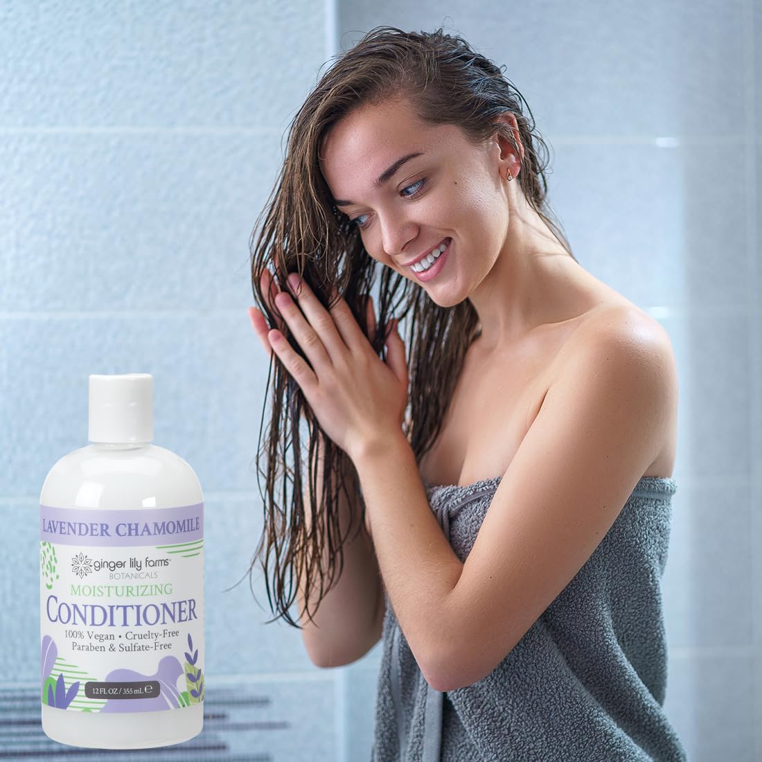 Ginger Lily Farms Botanicals lavender chamomile scent creates a relaxing shower moment