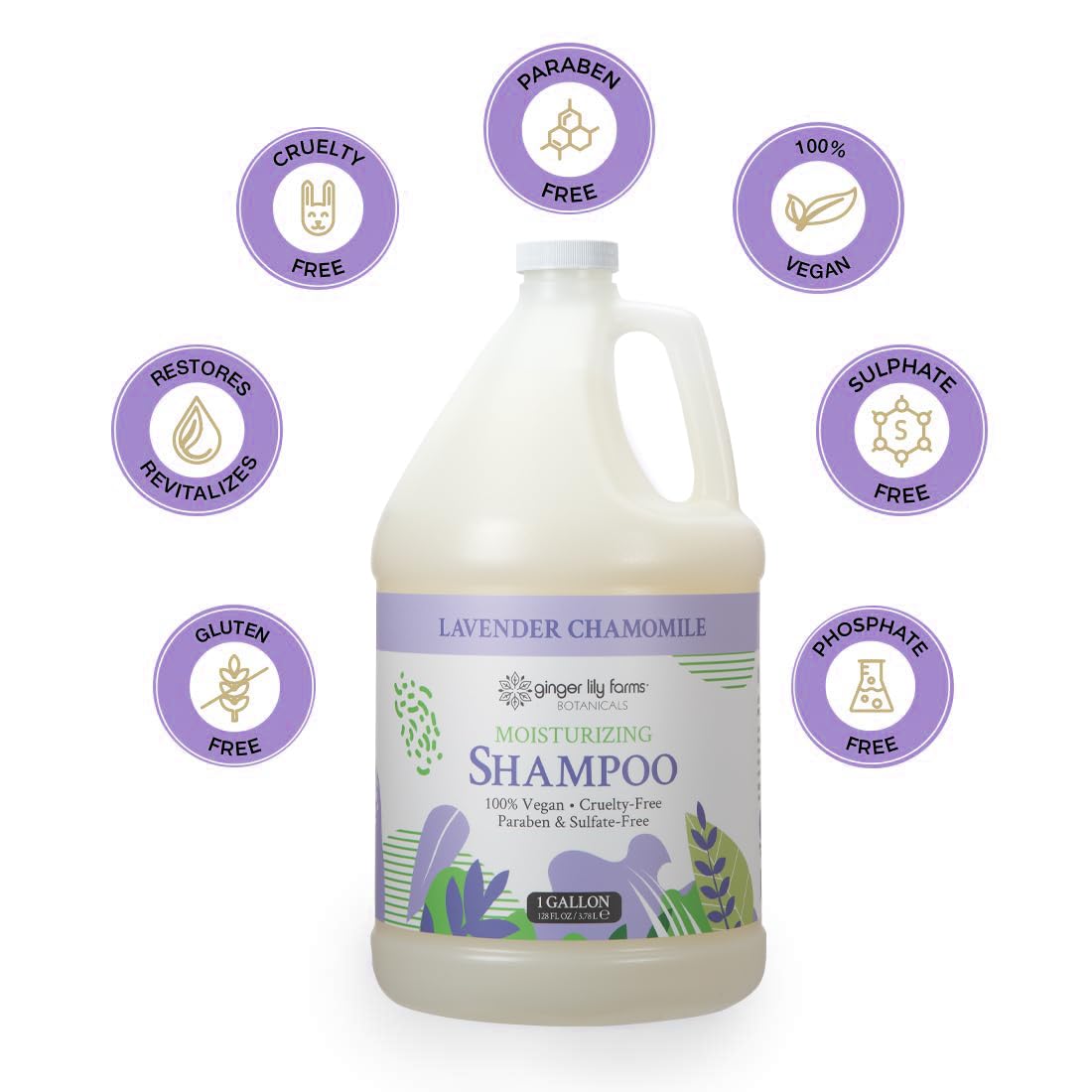 Gallon refill label emphasizing sustainable packaging and large capacity.