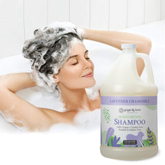 Spa-like lavender chamomile scent wafting from the shower with Ginger Lily Farms shampoo.