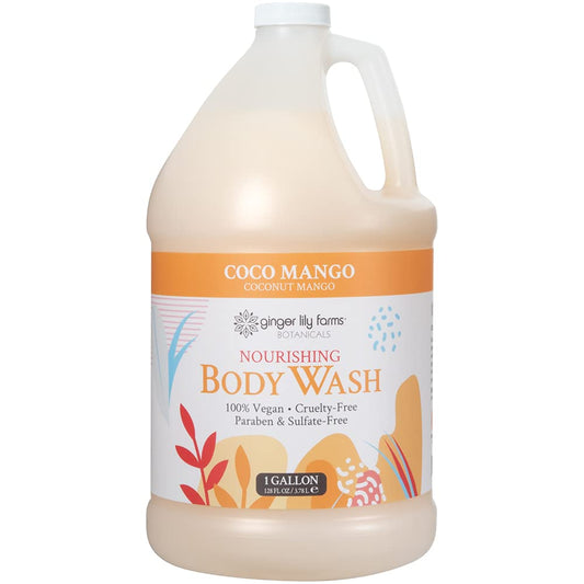 Ginger Lily Farms Coco Mango lather close-up with creamy foam.