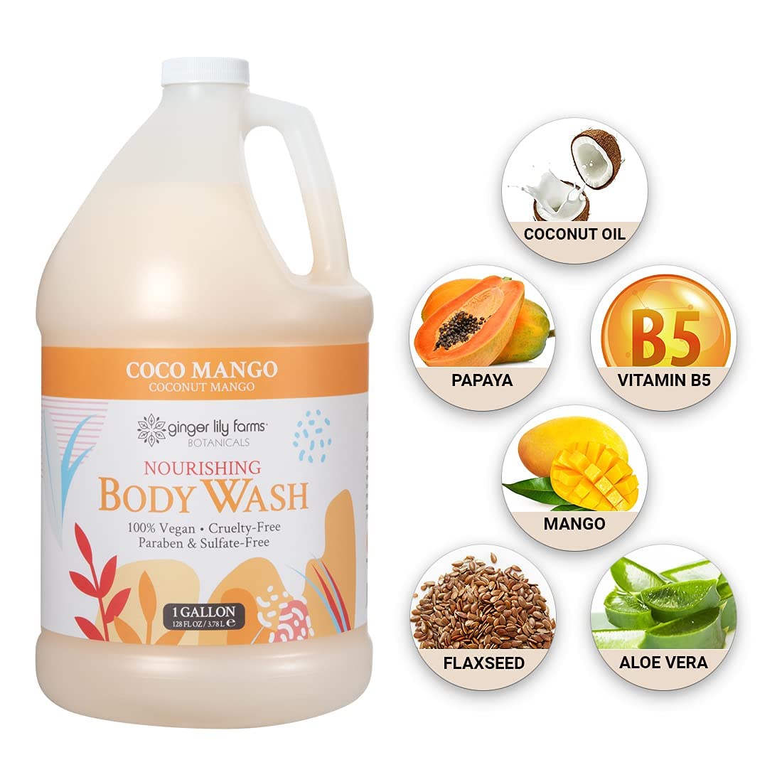 Ginger Lily Farms Refill gallon emphasizes eco-conscious refill option.