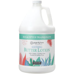 Ginger Lily Farms Botanicals Soothing Butter Lotion eucalyptus bottle close-up for deep hydration
