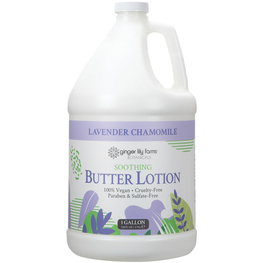 Ginger Lily Farms Botanicals soothing butter lotion lavender chamomile bottle for all-day hydration and calm skin