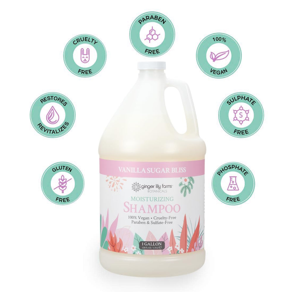Ginger Lily Farms Vanilla Sugar Bliss bottle highlights daily shower routine