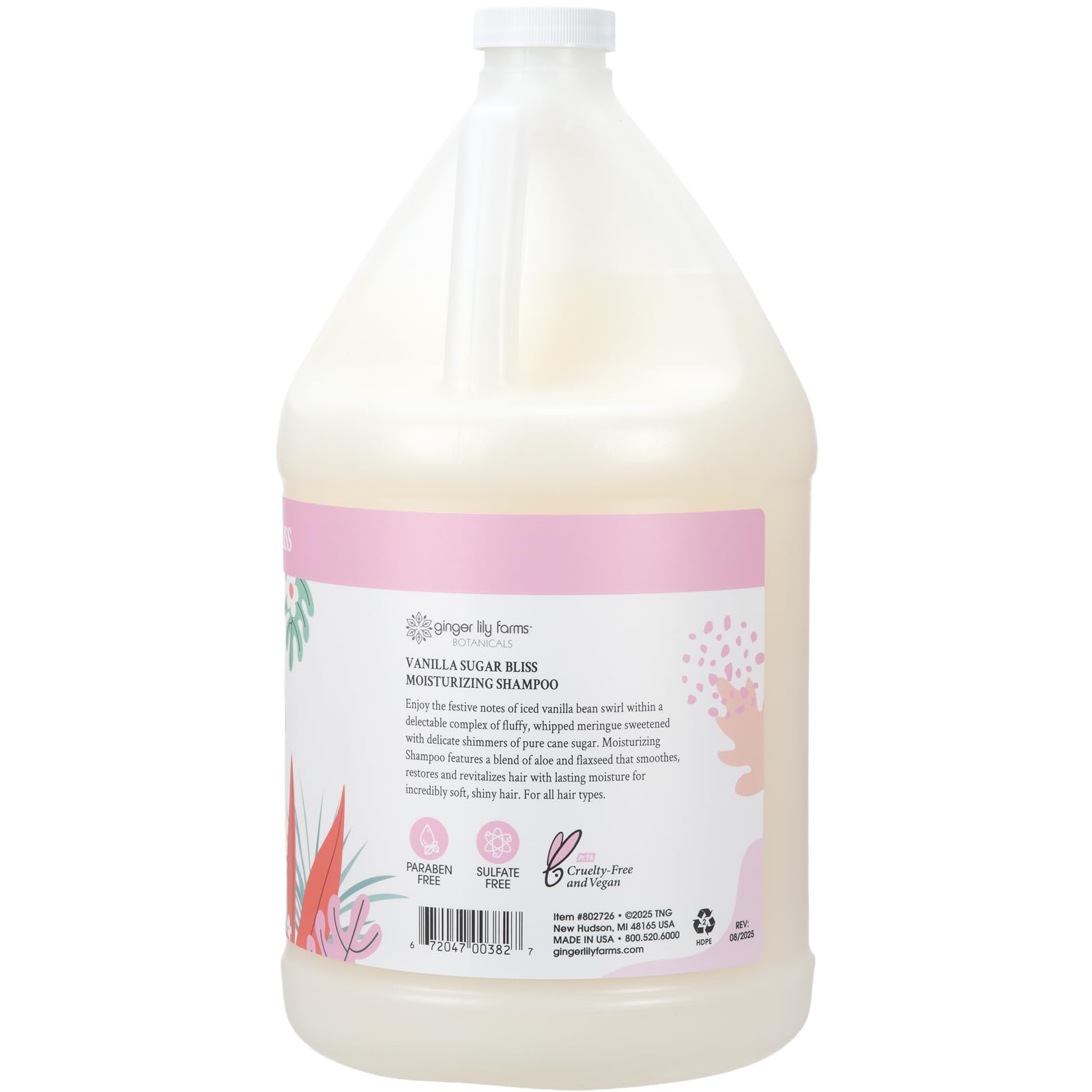 Ginger Lily Farms Vanilla Sugar Bliss shampoo lather shows rich texture for all hair types