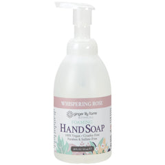 Whispering Rose scent label on Ginger Lily Farms Botanicals bottle